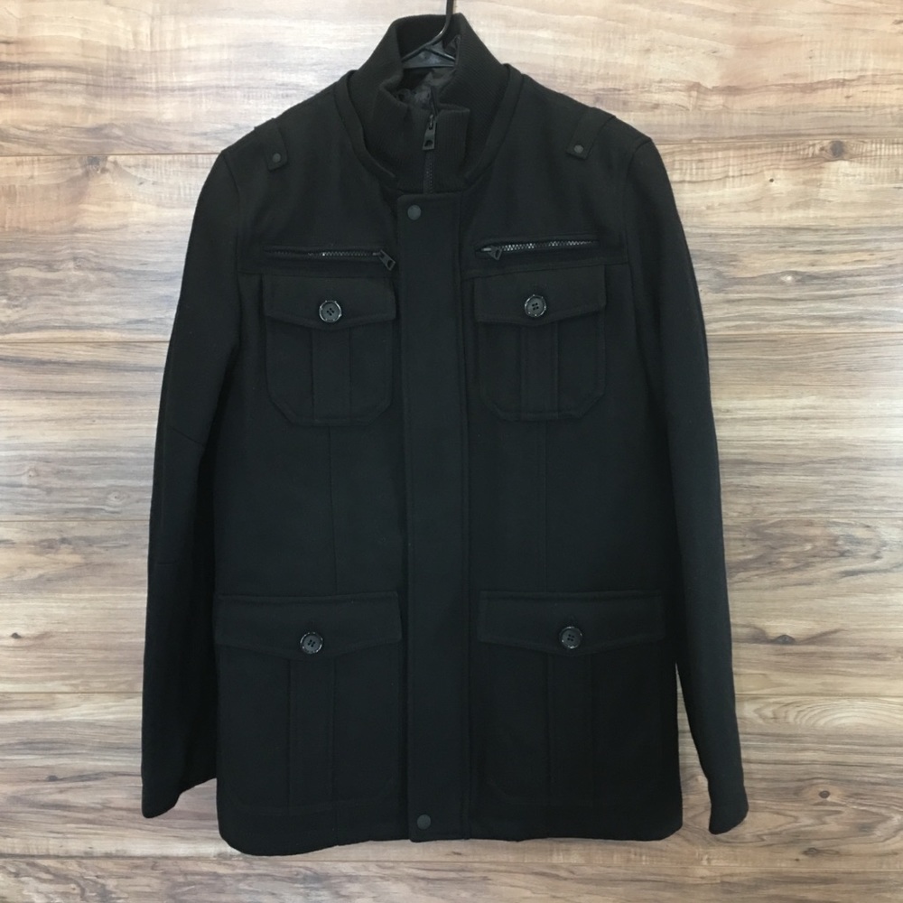 GUESS Mens Coat Military Peacoat Jacket Wool New